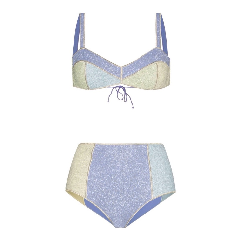 Oséree Shine Coloré High Waisted Color-Block Glitter Bikini - Picture 2 of 16
